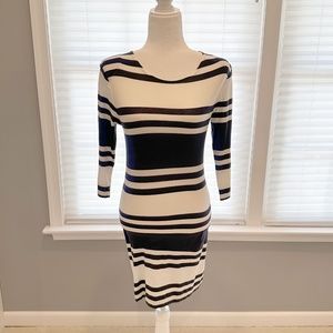 French Connection Dress Striped Navy and White Dress (Size 6)